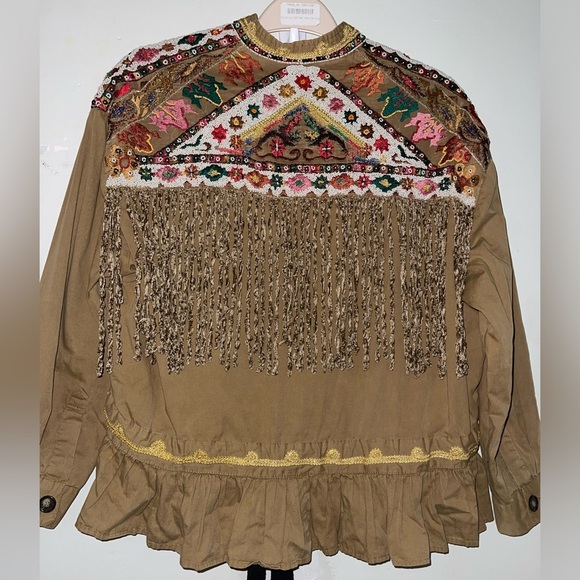 Zara Boho Tribal Beaded Fringe Shirt /Jacket - Picture 5 of 16